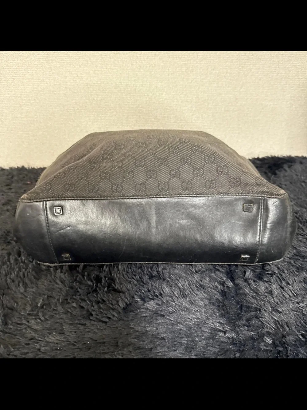 Gucci Black Monogram Tote Bag with Double Straps